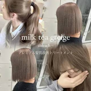 ミディアム カラー モテ髪💕ハイトーン ベージュ yuriaのヘアスタイル