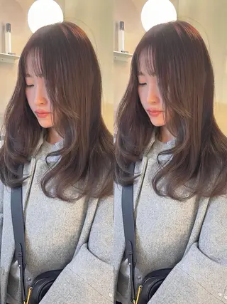 ロング ボブ/透明感カラー/ 赤み消し/髪質改善のヘアスタイル