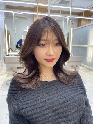 セミロング 顔周り/透明感カラー /韓国ヘア/TAKUのヘアスタイル