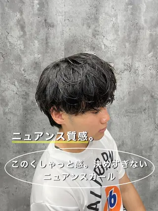 ショート パーマ メンズ シャドウパーマ/縦落 ちパーマ 大久保のヘアスタイル