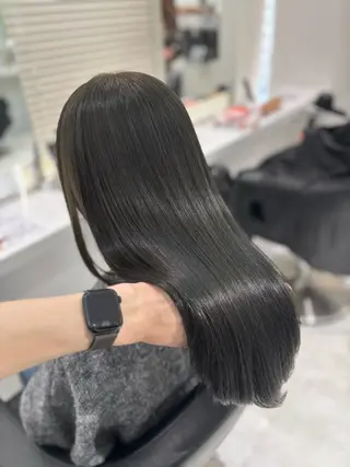 ロング カラー ブリーチなし透明感 ×縮毛矯正🤍ユウのヘアスタイル