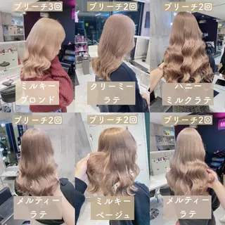 セミロング カラー 韓国ヘア特化💍 tiam💍ブリーチのヘアスタイル