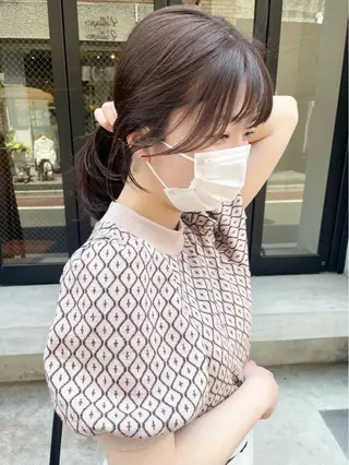 セミロング カラー 🩰オリーブ/ ベージュ松本咲花🩰のヘアスタイル