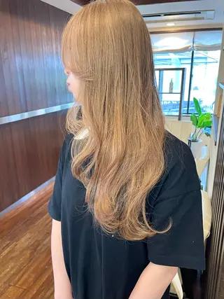 ロング カラー 髪質改善ｶﾗｰ ｹｱﾌﾞﾘｰﾁ/ﾀﾑのヘアスタイル