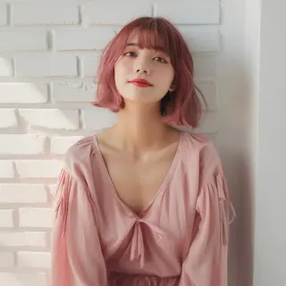 ミディアム カラー ハイトーン／透明感 北島らむなのヘアスタイル