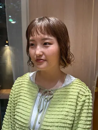 ショート コテ巻き風/ボブ パーマ🌼杉田 萌恵のヘアスタイル