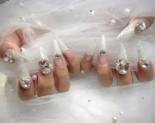 ネイル I-nailロング /ワンホン/キラキラのネイルデザイン