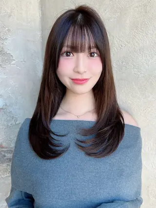 セミロング カラー パーマ 新宿✨顔周りカット 韓国ヘア/坂本亜裟海のヘアスタイル