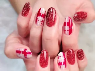 ネイル リボン、ガーリー パーツ放題専門店のネイルデザイン