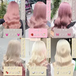 セミロング カラー 韓国ヘア特化💍 tiam💍ブリーチのヘアスタイル