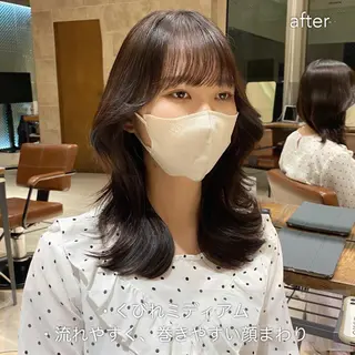 ミディアム カラー レイヤー/顔周り /透明感🩶高橋大のヘアスタイル