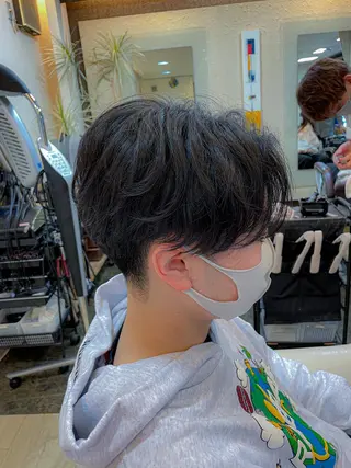 ミディアム パーマ メンズ メンズパーマ 赤司 泰樹のヘアスタイル