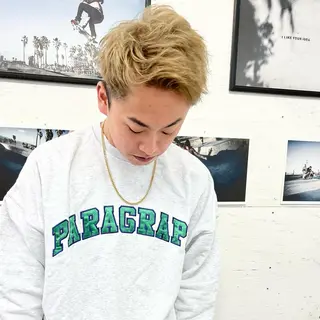 ショート カラー メンズ ダメージレスブリーチ /艶髪/横須賀智也のヘアスタイル