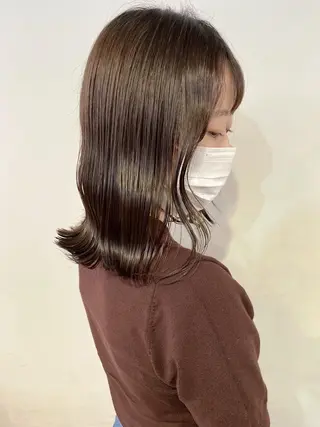 ミディアム カラー ヘアアレンジ 切りっぱなしボブ/ デザインカラー店長のヘアスタイル