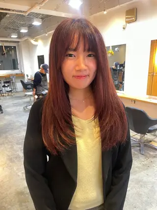 ロング カラー RIN／韓国ヘア レイヤーカットのヘアスタイル