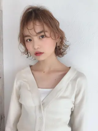 ミディアム カラー パーマ 髪質改善shoma mikiのヘアスタイル
