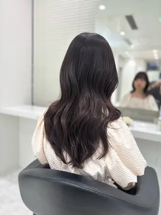 ロング カラー ブリーチなし透明感 ×縮毛矯正🤍ユウのヘアスタイル
