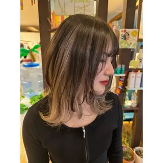 ミディアム ハイトーン/ ダブルカラー/透明感のヘアスタイル