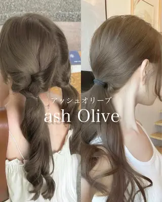 ロング カラー くすみミルクティー／ ブラウン🪡TOWAのヘアスタイル