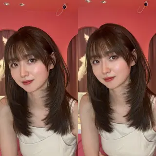 セミロング カラー 山崎/ボブ縮毛矯正 レイヤー髪質改善のヘアスタイル