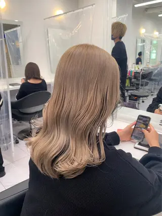 セミロング カラー パーマ ヘアアレンジ メンズ キッズ ブリーチなしカラー/ ブラウン/レイヤーのヘアスタイル