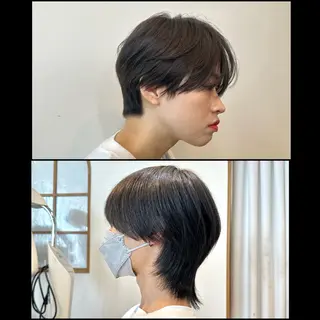 ショート パーマ 大阪ウルフカット ハッシュカットのヘアスタイル