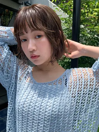 ショート カラー 柔らかブラウン/顔周 りレイヤー♡ユウシのヘアスタイル