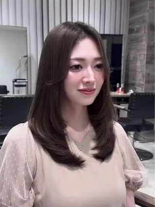 セミロング カラー パーマ ヘアアレンジ パク・ボミン小野リエ 韓国ハーフ🦊のその他イメージ
