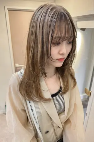 ミディアム カラー kyon.hair 韓国カットカラーのヘアスタイル