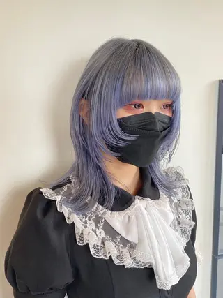 ミディアム 大阪ウルフカット ハッシュカットのヘアスタイル