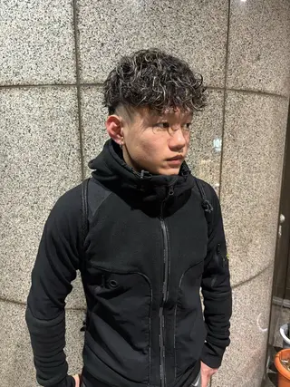 パーマ メンズ スパイキーパーマ 柏NO1 藤本葉のヘアスタイル