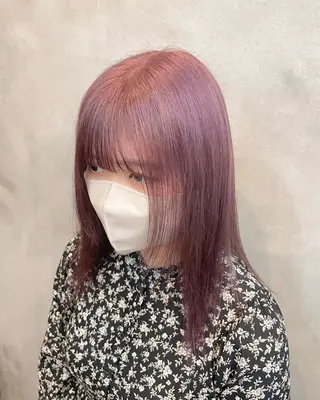 セミロング カラー ヘアアレンジ 【ピンク/韓国ヘア/ ヘアセット】亜海のヘアスタイル