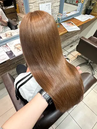 ロング カラー 透明感ブラウン／縮毛 矯正／髪質改善🌿のヘアスタイル
