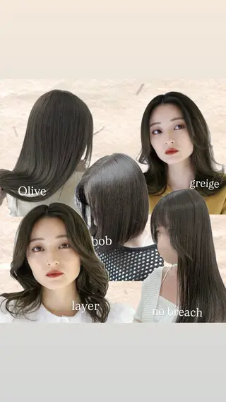セミロング カラー ショートパーマ カットモデルのヘアスタイル