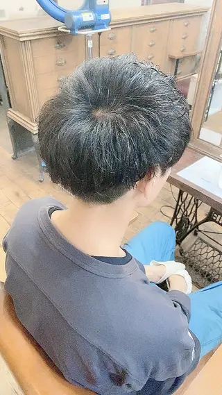 ショート パーマ メンズ 國分 伸也のヘアスタイル