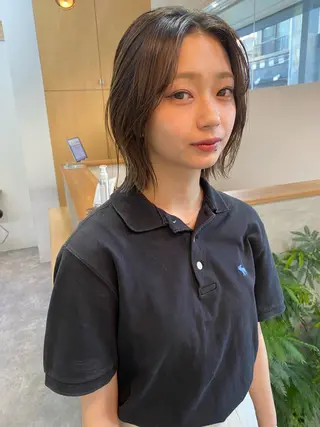 ミディアム カラー 森貴裕/ベージュ/ パーマ/オリーブのヘアスタイル