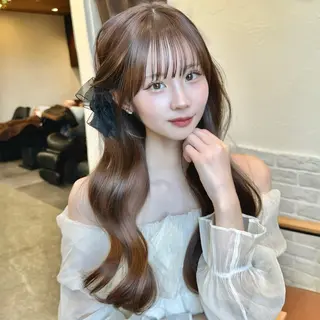 ロング ヘアアレンジ 顔周りcut/ 艶ワンカラー♥ちさきのヘアスタイル