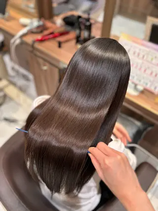 ロング パーマ ツヤ髪縮毛矯正💫/ ハイトーン/あゆみのヘアスタイル