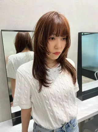 セミロング カラー パーマ/レイヤー /店長/YURAのヘアスタイル