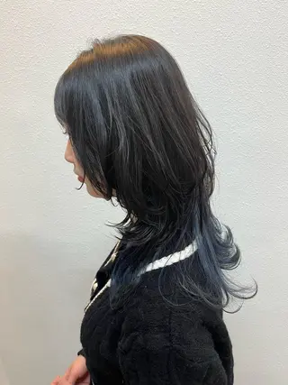 セミロング コテ巻きパーマ/韓国 パーマ/佐野のヘアスタイル