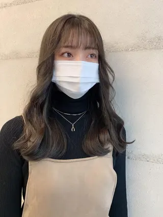 ミディアム カラー 透明感/オリーブ/ グレージュ/YUKAのヘアスタイル