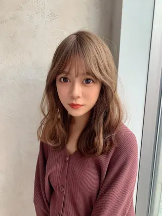 ミディアム カラー 新宿✨顔周りカット 韓国ヘア/坂本亜裟海のヘアスタイル