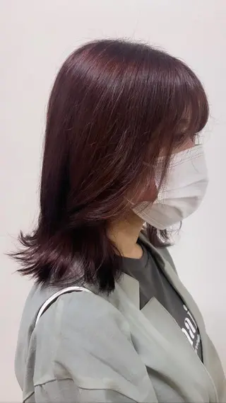 ミディアム カラー 髪質改善/韓国ヘア/ 縮毛矯正/藤原のヘアスタイル