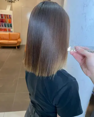 ミディアム 福岡縮毛矯正✨️ ストレート 向井和輝のヘアスタイル