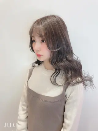 セミロング カラー ハッシュカット レイヤー池袋のヘアスタイル
