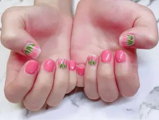 ロング カラー ネイル Q Free nailsのネイルデザイン