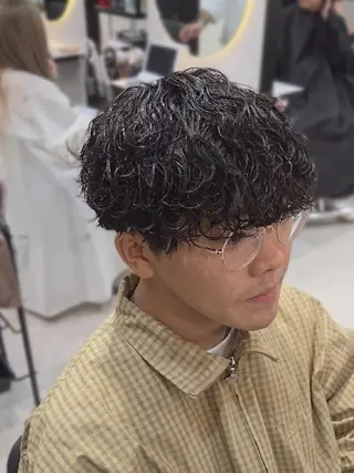 メンズ ミディアム パーマ Lapis 名古屋駅前店所属・LEN名古屋/パーマ 海外ヘア/メンズ特化のヘアスタイル