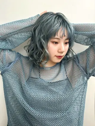 ミディアム パーマ 艶カラー/縮毛矯正/ ケア/アレンジ/桜悠のヘアスタイル