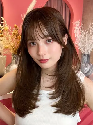 セミロング カラー 山崎/ボブ縮毛矯正 レイヤー髪質改善のヘアスタイル