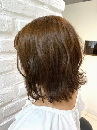 ミディアム カラー ヘアアレンジ 【センターパート/ マッシュ】ryokaのヘアスタイル